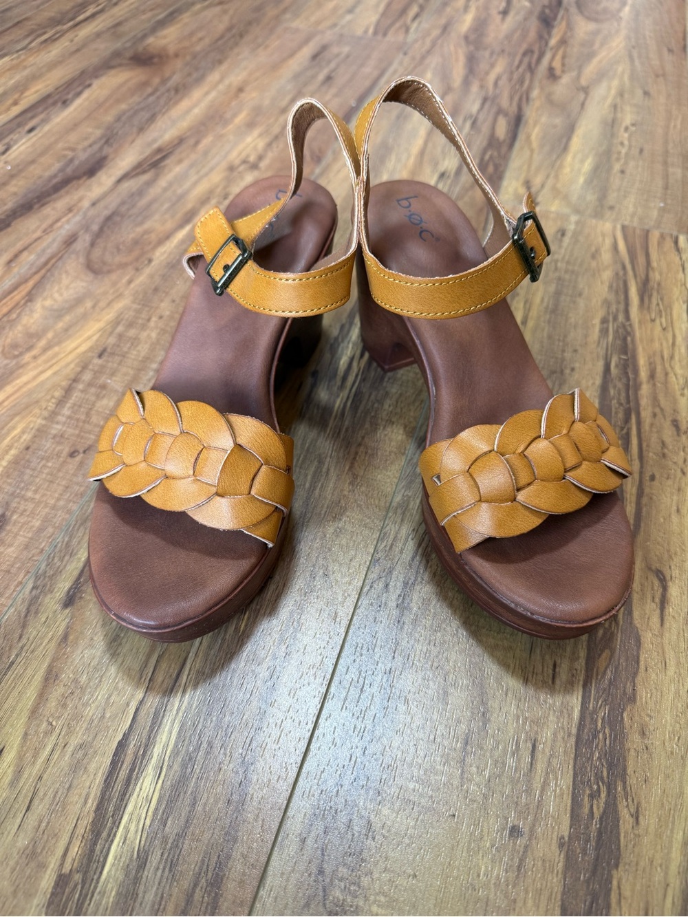 boc Braided Front Strap Ankle Buckle Sandals in Tan